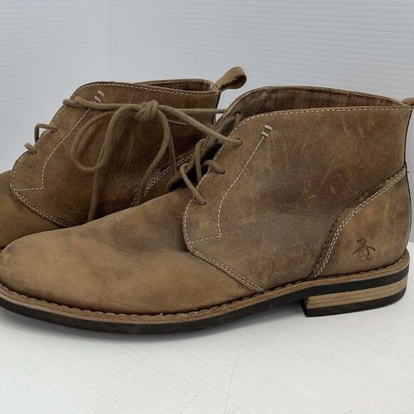 Penguin Men\'s Leather Merle Ankle Chukka Boots Shoes Shitake 8.5 main image 8